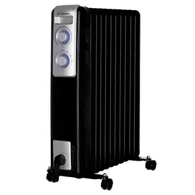 Imagen de Orbegozo RN 2500 Radiador de aceite, 11 elementos, W, luz LED, termostato regulable, recogecables, ruedas pivotantes, Color Negro