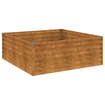 Imagen de vidaXL Jardinera, Macetero Rectangular de Flores, Soporte Plantas Verduras, Arriate Decorativo para Jardín Patio Balcón, Acero Corten 100x100x36 cm