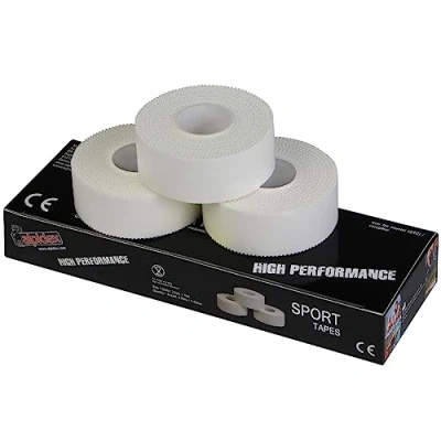 Imagen de ALPIDEX 3 x Sport Tape 2.5 cm 10 m Cinta Adhesiva Deportiva Dedo Blanca Borde Serrado 100% Algodón