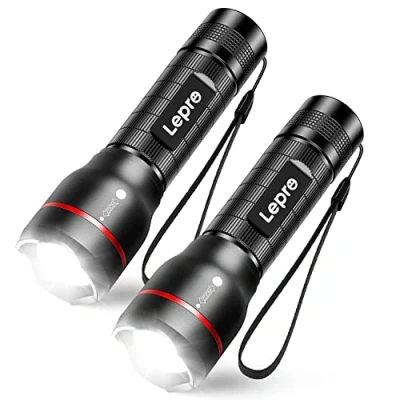 Imagen de Lepro Linternas LED Alta Potencia, Linterna con 5 Modos, Impermeable IPX4 Zoom Táctica de Bolsillo para Camping, Emergencia, Ciclismo, Senderismo [3 AAA Pilas no Incluidas] 【2 Pack】