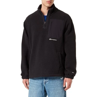 Imagen de Champion Rochester 1919 Eco Future Chaqueta Polar con Media Cremallera Sudadera, Nero, L para Hombre