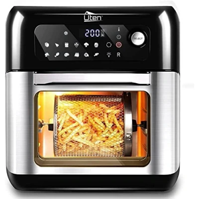 Imagen de Uten Freidora de Aire Sin Aceite 10L, Horno Caliente 1500W, 12 Programas, Pantalla Táctil LED, 6 Accesorios, BPA ni PFOA, Cocina Rápida y Saludable, Receta en PDF