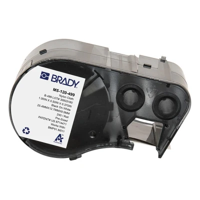 Imagen de Brady Etiquetas de tejido nailon para impresoras BMP51/BMP53/M511 240 adhesivas Negro sobre blanco (25,40 mm (an) x 12,70 (al) 9,53 (∅)) M5 120 499