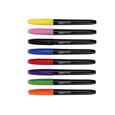 Imagen de Amazon Basics Rotuladores para tela, 8 Unidad, Colores surtidos