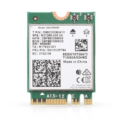 Imagen de Intel AX210 WiFi 6E Adapter Tri Band 2.4/5/6 GHz Up to 2.4 Gbps M.2 for PCs Bluetooth 5.3 Compatible Works with Intel, AMD, Windows 10/11, Linux Model AX210NGW No vPro (AX210)
