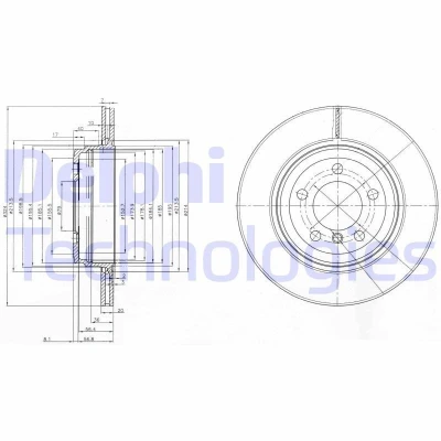 Imagen de DELPHI BG3787 Disco de freno 324 20 5 ventilado aceitado sin procesar cojinete rueda, anillo sensor ABS BMW: 7