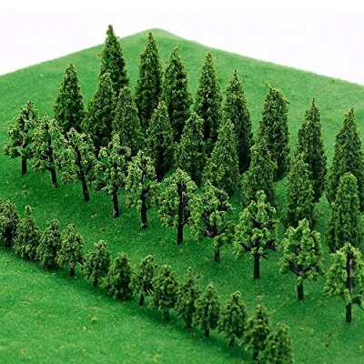 Imagen de IWILCS 50PCS Ferrocarril Árboles Arquitectura, Modelo árboles en Miniatura, Mezclados de Tren para DIY Paisaje, Hacer Maquetas Paisajes
