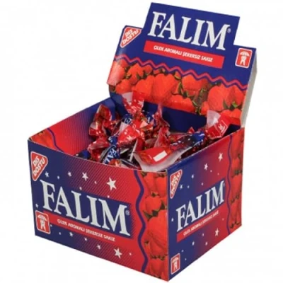 Imagen de Trinovi Falim Goma de mascar sin azúcar, sabor a fresa, 100 unidades en caja, refrescante, frescura duradera, con fresa caja