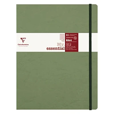 Imagen de Clairefontaine ES 794463C Collection Age Bag An Elasticated Notebook Cosido My.Essential Green B5 19x25 cm 192 páginas rayadas y numeradas Papel marfil de 90 g