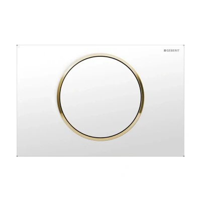Imagen de Geberit Pulsador Sigma10, Para Descarga Interrumpible: Blanco/Dorado/Blanco (115.758.KK.5)