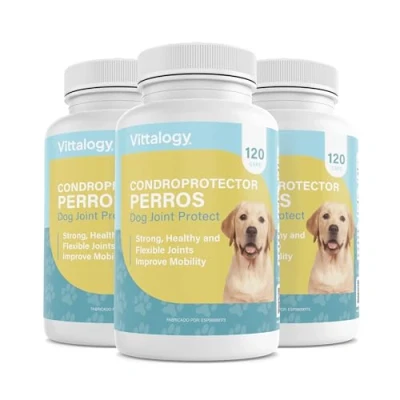 Imagen de VITTALOGY Condroprotector para Perros. Antiinflamatorio Natural con Colágeno, Condroitina, Hialurónico y Cúrcuma. Complemento Alimenticio Caderas, Articulaciones Cartílagos. 360 Cápsulas