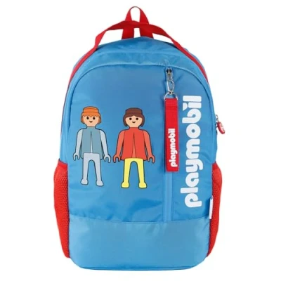 Imagen de DOHE Mochila Escolar 5 Bolsillos (1 para Ordenador Portátil), Tamaño Grande, Tirantes y Espalda Reforzados, Estudiantes, Playmobil Core, Material Azul
