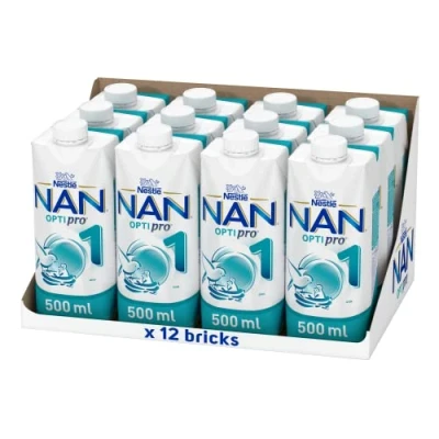 Imagen de Nestlé NAN OPTIPRO 1 Líquida, Leche para lactantes, 12x500ml