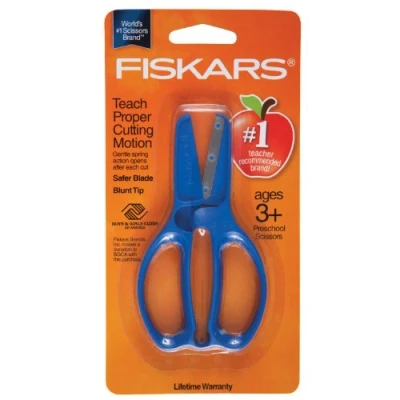 Imagen de Fiskars Tijeras Para Preescolar, A partir de 3 años, cortar papel, Longitud: 11 cm, Hoja acero inoxidable/Mangos plástico, Rojo o Azul (Entrega aleatoria), 1003855