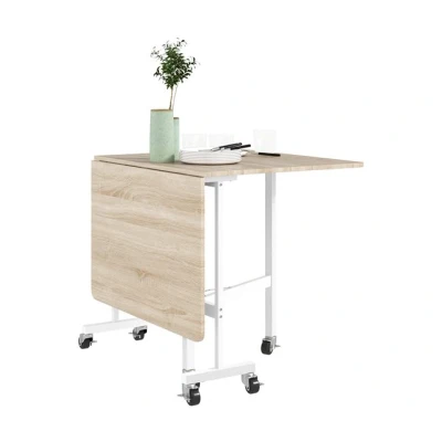 Imagen de HOMCOM Mesa Plegable de Comedor para 4 6 Personas con Ruedas y Alas Abatibles Abatible Cocina Salón 120x80x73 cm Roble