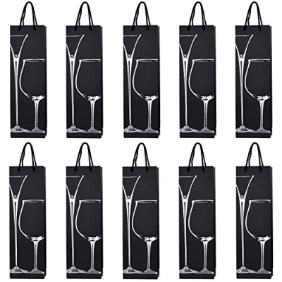 Imagen de 10 bolsas para botellas, de regalo vino, prosecco y champán 40 x 12 9 cm copas plata
