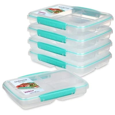 Imagen de Sistema To Go Multi Split recipientes para comidas y alimentos preparados Con separadores clips 820 ml Sin BPA 5 guardar