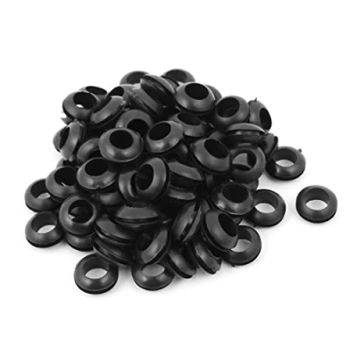Imagen de sourcing map Protector Pasamuros de goma Cable eléctrico cableado Negro 10mm diámetro interior 80pcs