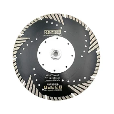 Imagen de DT DIATOOL Disco Tronzador Diamante 230 mm x M14 Hoja de Sierra Turbo con Dientes Protectores para Cortar Moler Hormigón Mármol Granito Azulejos