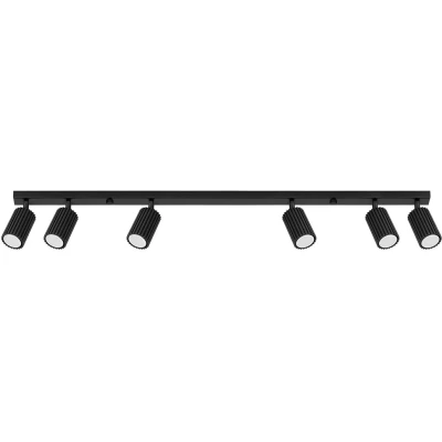 Imagen de SOLLUX LIGHTING Downlight de techo carbono, negro, longitud 117 cm, aluminio, 6 luces.