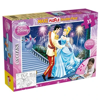 Imagen de Liscianigiochi Puzzle Maxi Floor para niños de 35 piezas 2 en 1, Doble Cara con reverso colorear Disney Cenicienta 46546
