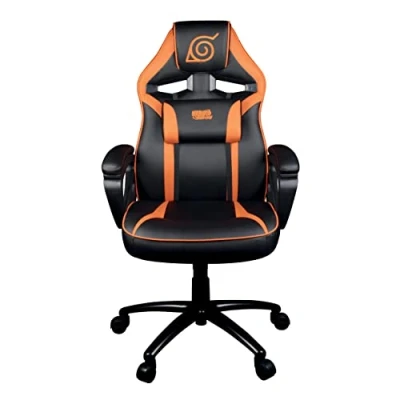 Imagen de Konix Naruto Shippuden Silla de Oficina Gaming Inclinación del Asiento 15 Cuero Poliuretano Diseño Konoha Negro y Naranja