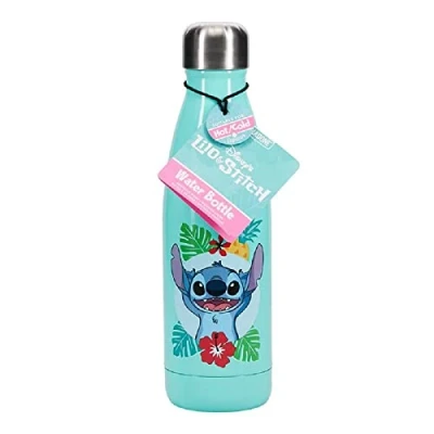 Imagen de botella de agua Stitch Producto oficial Disney, metal a prueba fugas para bebidas frías y calientes, regalo fans 460ml (15 oz)