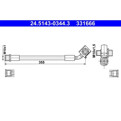 Imagen de ATE 24.5143 0344.3 Latiguillos de Freno 355 M10x1 OPEL: Astra K Hatchback