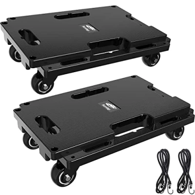 Imagen de Ronlap Muebles móviles para Muebles, Rodillos portátiles Pesados, pequeñas y Planas con 4 Cuerdas, Capacidad de 400KG, Paquete 2, Negro
