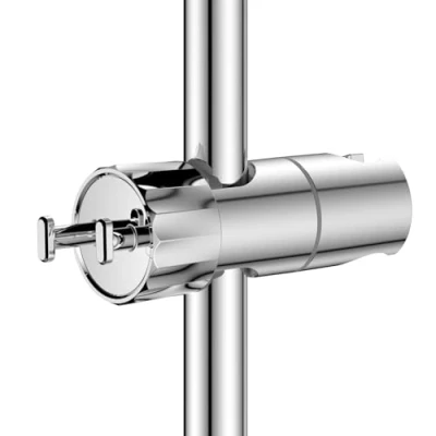 Imagen de YEAUPE Soporte de Repuesto para Cabezal Ducha, Universal Ajustable con 2 Ganchos barra Ducha mano 16 a 28 mm, Abrazadera Deslizante, ABS, Cromo