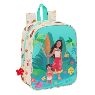 Imagen de Safta VAIANA Mochila Infantil, Niño, Escolar, Adaptable a Carro, Ideal para Guardería, Cómoda y Versátil, Calidad Resistencia, 22x10x27 cm, Color Beige/Azul
