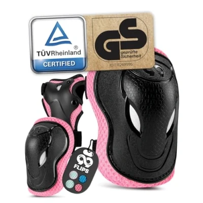 Imagen de 99FLIPS Protecciones Patines Niño Niña, Rodilleras Patinaje Niña De Hielo BMX, en Línea Grind XS Rosa