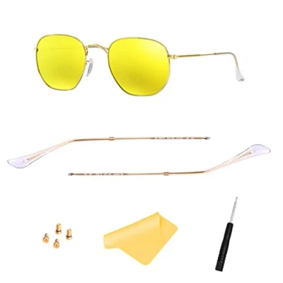 Imagen de HiCycle2 Patillas de repuesto, puntas patilla para gafas sol RayBan RB3548N RB3447, con 4 tornillos, 1 destornillador (Gold&amp;transparente)