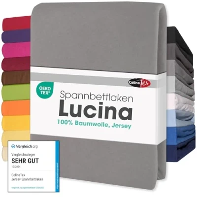 Imagen de CelinaTex Lucina Sábanas Ajustables algodón 2er Set 140x200 160x200 cm Gris Oscuro