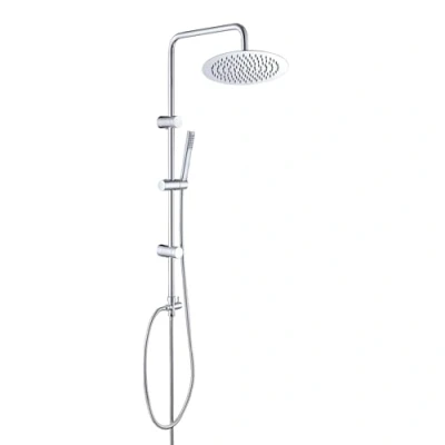 Imagen de Görbach Columna de Hidromasaje Ducha Completo sin Grifo Acero Inox Barra Altura Adjustable Set con Mano y Cabezal Rociador en INOXI D20cm