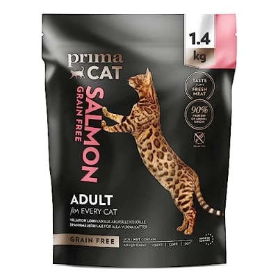 Imagen de PrimaCat alimento pienso sin Cereales con Sabor a salmón para Gatos, Gatos Adultos, 1,4 kg