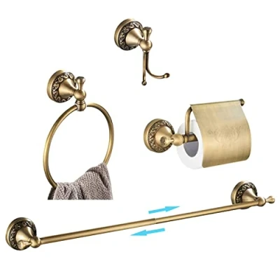 Imagen de WOMAO Accesorios Acabados de Latón Antiguo Gancho baño, Barra Toalla, Anillo Retro Papel higiénico con Tapa y Montado en la Pared Tallas