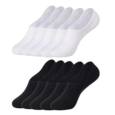 Imagen de Falechay Calcetines Invisibles Tobilleros Mujer Hombre 10 pares Cortos Calcetin Blanco Negro 35 38