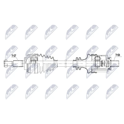 Imagen de NTY NPW RE 208 Árbol de transmisión Eje delantero, izquierda 680mm RENAULT: Kangoo II / Grand Kangoo, Express, Be Bop