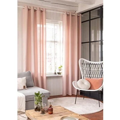 Imagen de Elbersdrucke Cortina con Ojales Lino 14 Rosa Opaca, 255 x 140 cm, 201449, para salón, Dormitorio, Cocina, Pasillo, habitación Infantil