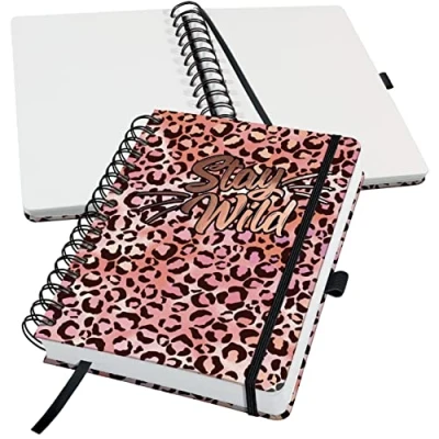 Imagen de SIGEL JN653 Jolie Libreta de espiral, Pink Leo Love, cuadriculado con puntos (impresión Dot), 120 g/m², 16,8 x 21,5 cm, tapa dura, 240 páginas, rosa, albaricoque, negro