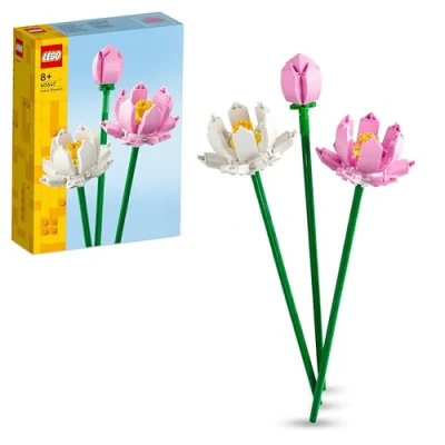 Imagen de Lego Flores de Loto, Kit Maquetas Ramos para Niñas y Niños, 3 Modelos Flor Artificial Rosa Blanca, Decoración Dormitorio o Escritorio, Regalo Niños 8 Años Más 40647