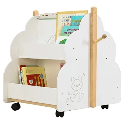 Imagen de Labebe Estanteria Infantil Impreso Pájaro, Madera Blanca, con Ruedas por 1 3 Años, Blanco/Estanteria Niña/Estanteria Libreria Blanca/Estanteria Color Blanco…