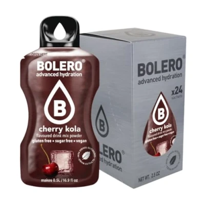 Imagen de Bolero Drink 24 bolsitas de 3 g fruta preparada en polvo soluble para bebida fresca agua, 72 gramos endulzado con stevia (Cherry Kola)