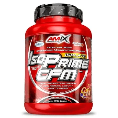 Imagen de AMIX Proteína Isolada Isoprime CFM, 1 Kg Gran Aporte de Aminoácidos Contiene Enzimas Digestivas Libre Aspartamo, Proteínas para Aumentar Masa Muscular, Sabor Fresa