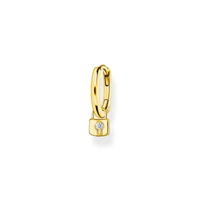Imagen de THOMAS SABO Pendientes de Aro Simple con Colgante Candado Plata Chapada en Oro CR700 414 14, Amarillo