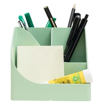Imagen de EXACOMPTA Ref. 69580D 1 bote de lápices Pen Wave Autentik verde salvia con 5 compartimentos 4 altos para utensilios grandes y compartimento bajo pequeños