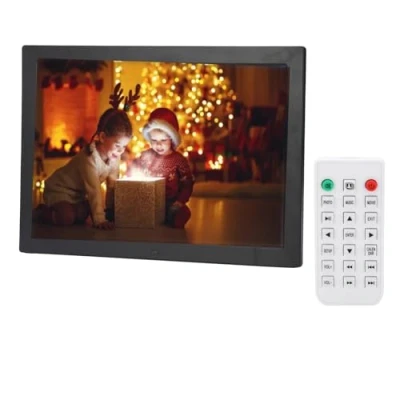 Imagen de 17 Pulgadas Marco de Fotos Digital,1440 * 900 HD Delgado Marcos Digital Multifuncional,Soporte MPEG, MP4, AVI, RMVB, 1080P HD, Reproductor Reloj,Marco Decorado para Hogar,Mejor Regalo(Negro EU)
