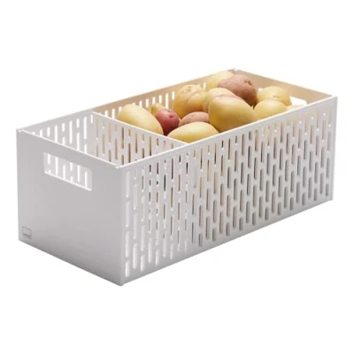 Imagen de YAMAZAKI Cestas apilables para el hogar, cesta de frutas, verduras, plástico, asas, apilables, no requiere montaje.