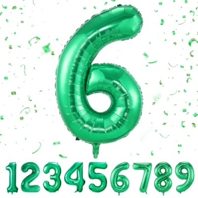 Imagen de Globos de Cumpleãnos 6 Verde,101 CM Globo Numeros Gigantes Grandes Decoracion,Globo Numero 6,Globos Niño Niña Adultos,Vuelan con Helio…